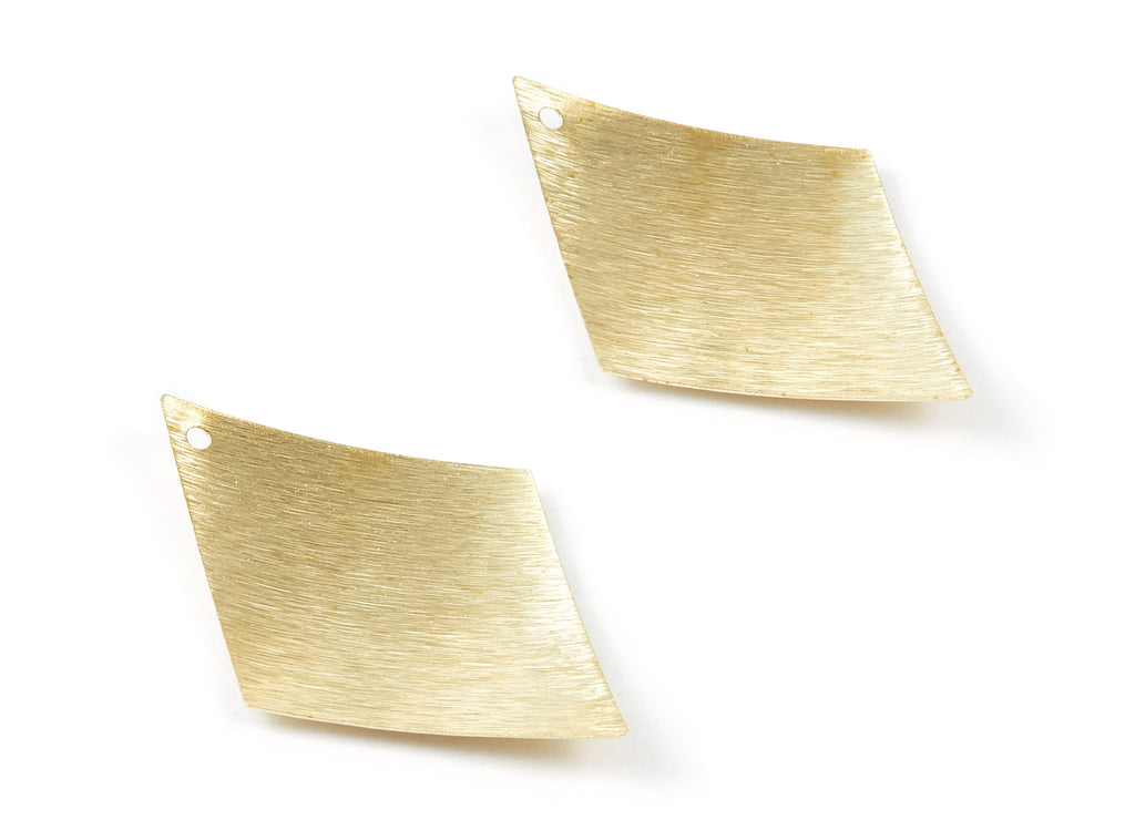 Brass Textured Rhombus Charms - Textured curved Rhombus Raw Brass Pendant - Earring Findings - Jewelry Supplies - 29x44x0.43mm - PP1774 - DOMEDBAZAAR