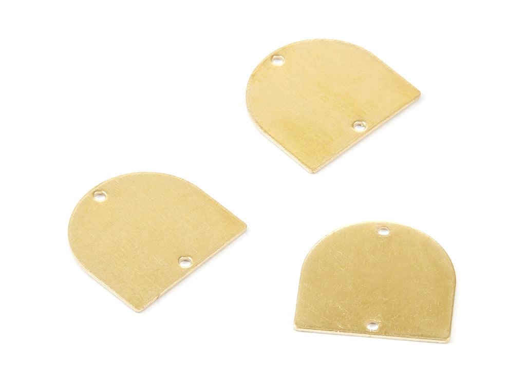 Personalized stamping blank - Brass D Charms - D Shaped Raw Brass Connector With 2 Holes - Jewellery Supplies - 16.9x16.15x0.65mm - PP1756 - DOMEDBAZAAR