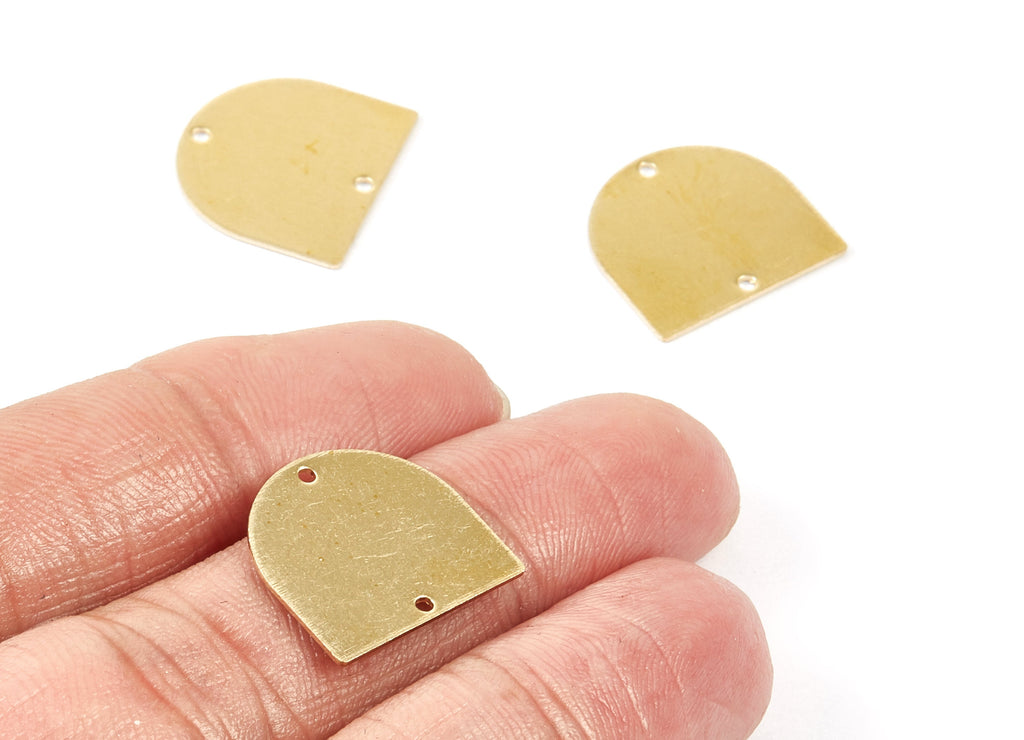 Personalized stamping blank - Brass D Charms - D Shaped Raw Brass Connector With 2 Holes - Jewellery Supplies - 16.9x16.15x0.65mm - PP1756 - DOMEDBAZAAR