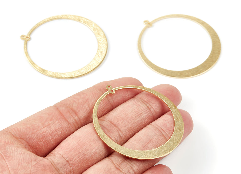 Brass Circle Charms - Textured Circle Shape Raw Brass Pendant - Earring Findings - Jewelry Supplies - 48,13x45,23x1mm - PP2063 - DOMEDBAZAAR