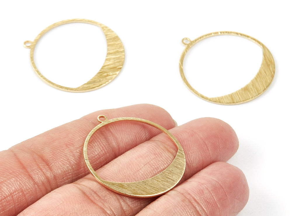 Brass Textured Circle Charms - Textured Circle shape Raw Brass Pendant - Earring Findings - Jewelry Supplies - 30.5x28x0.8mm - PP1871 - DOMEDBAZAAR