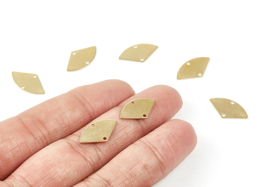 Brass Fan Charms - Fan Shaped Raw Brass Connectors With 2 Holes - Jewellery Supplies - 17.75x9.81x0.58mm - PP2027 - DOMEDBAZAAR