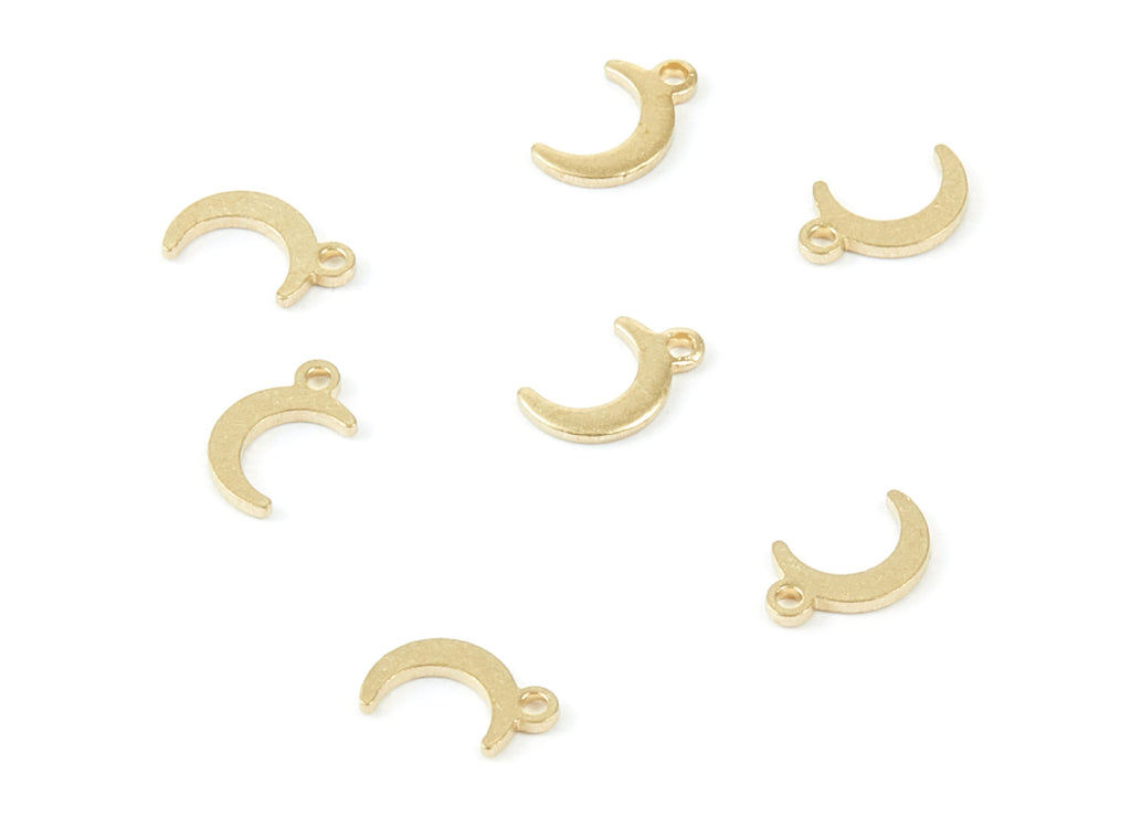 Brass Moon Charms - Moon Shaped Raw Brass Pedants - Earring Findings - Jewelry Supplies - 7.64x4.4x0.78mm - PP1797 - DOMEDBAZAAR