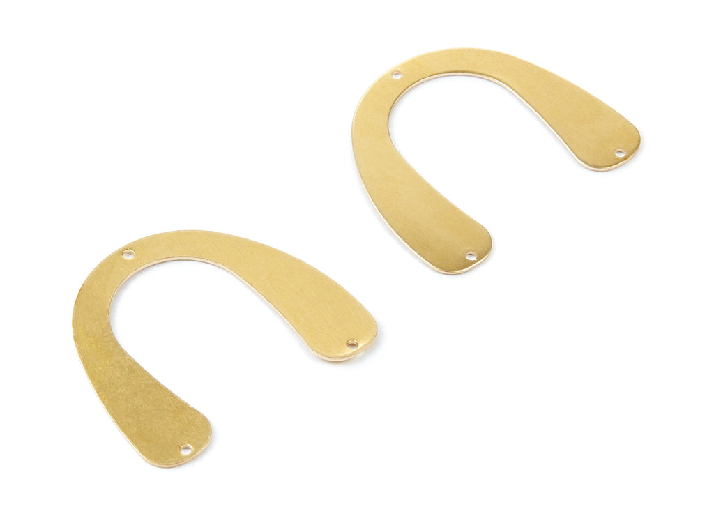 Brass U Charms - U Shaped Raw Brass Connectors With 3 Holes - Jewelry Supplies - 35,7x31,3x0,67mm - PP1738 - DOMEDBAZAAR