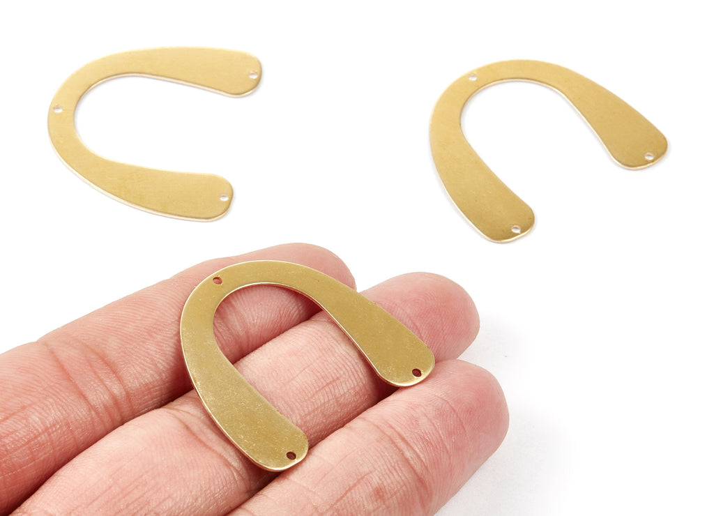 Brass U Charms - U Shaped Raw Brass Connectors With 3 Holes - Jewelry Supplies - 35,7x31,3x0,67mm - PP1738 - DOMEDBAZAAR