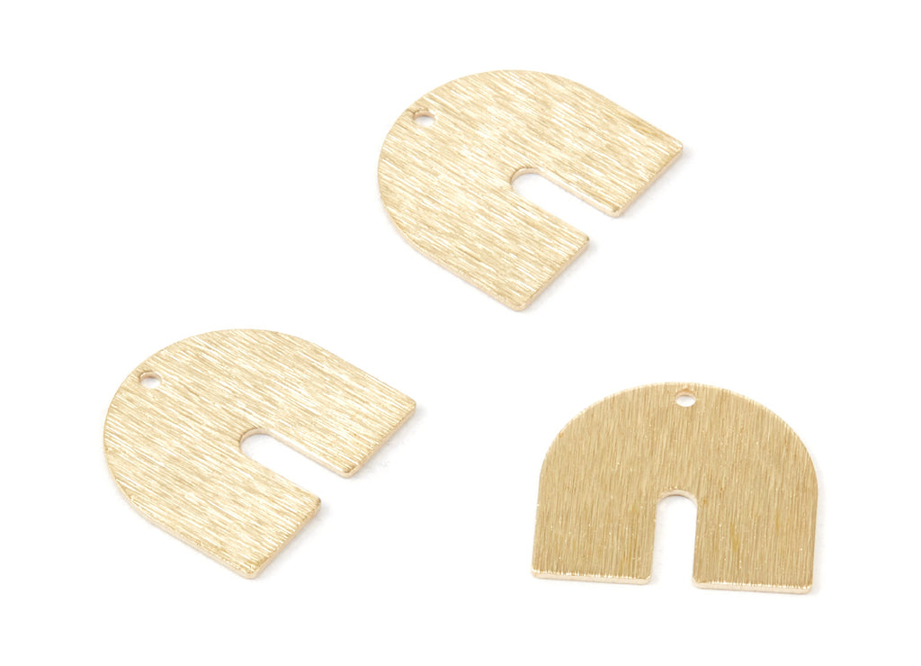 Brass U  Charms - Textured U Shaped Raw Brass pendant - Earring Findings - Jewelry Supplies - 17x15,75x0,67mm - PP1750 - DOMEDBAZAAR