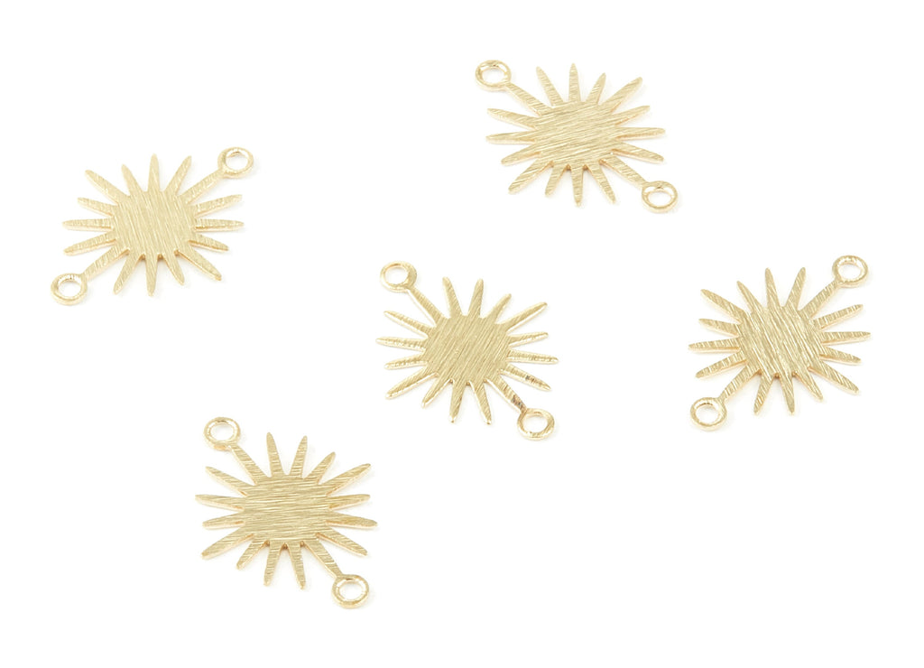 Brass Sun Charms - Textured Sun Shaped Raw Brass Connector with 2 Hole - Jewellery Supplies  - 17.92x13.2x0.4mm - PP2047 - DOMEDBAZAAR