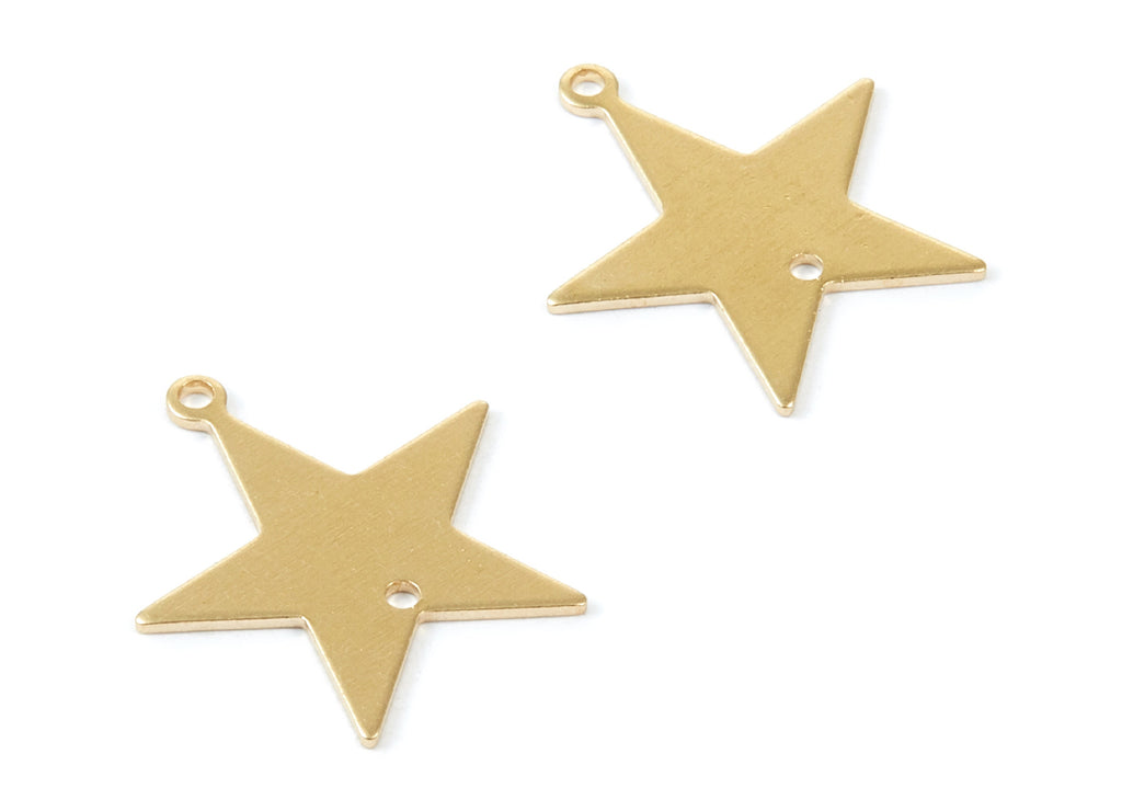 Brass Star Charms - Star Shaped Raw Brass Pendant - Connectors With 2 Holes - Jewelry Supplies - 21,4x19,77x0,8mm - PP1790 - DOMEDBAZAAR