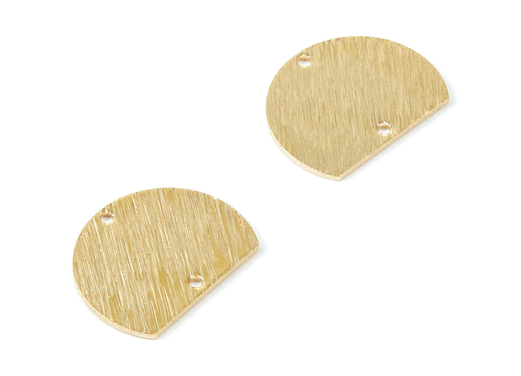 Brass Half Round Charms - Half Round Textured Raw Brass Connector with 2 Holes - Jewelry Supplies - 18,53x14,75x0,9mm - PP1912 - DOMEDBAZAAR