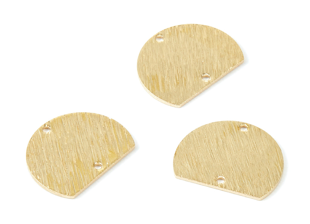 Brass Half Round Charms - Half Round Textured Raw Brass Connector with 2 Holes - Jewelry Supplies - 18,53x14,75x0,9mm - PP1912 - DOMEDBAZAAR