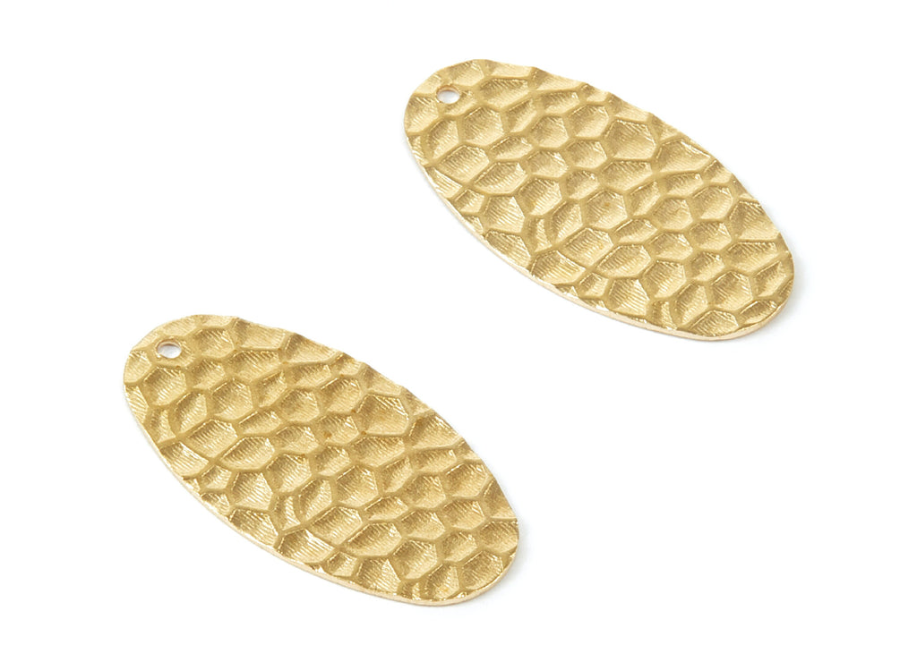 Brass Hammered Oval Charms - Hammered Oval Stamping Blanks Raw Brass Pendant - Jewelry Supplies - 29,5x15,3x0,64mm - PP1924 - DOMEDBAZAAR