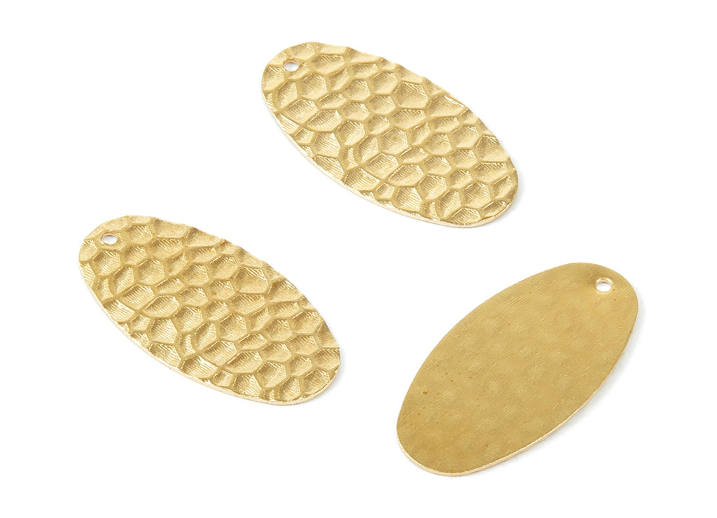 Brass Hammered Oval Charms - Hammered Oval Stamping Blanks Raw Brass Pendant - Jewelry Supplies - 29,5x15,3x0,64mm - PP1924 - DOMEDBAZAAR