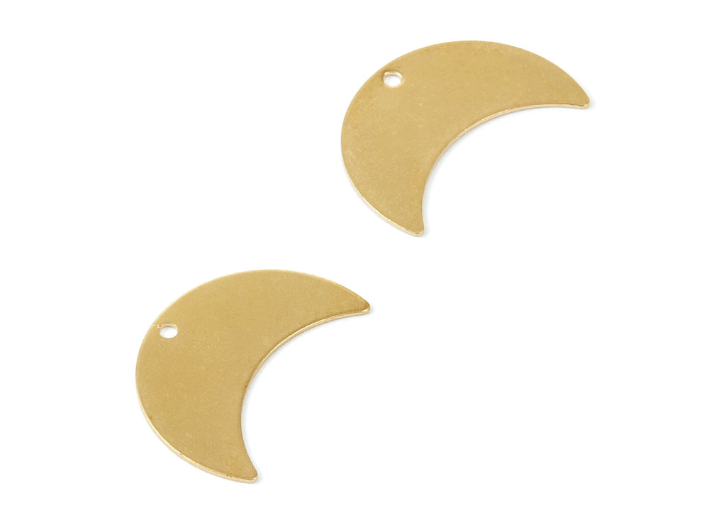 Personalized stamping blank - Brass Moon Charms - Moon Shaped Raw Brass Pendant - Earring Finding - Jewelry Supplies - 22x15x0,5mm - PP1827 - DOMEDBAZAAR