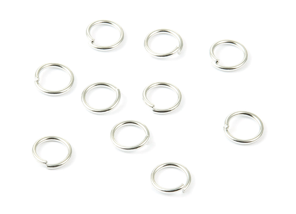 Brass Open Jump Rings - 8x1mm - Silver Tone Plated - Brass Open Jump Rings - Jewelry Supplies - PP1604S - DOMEDBAZAAR