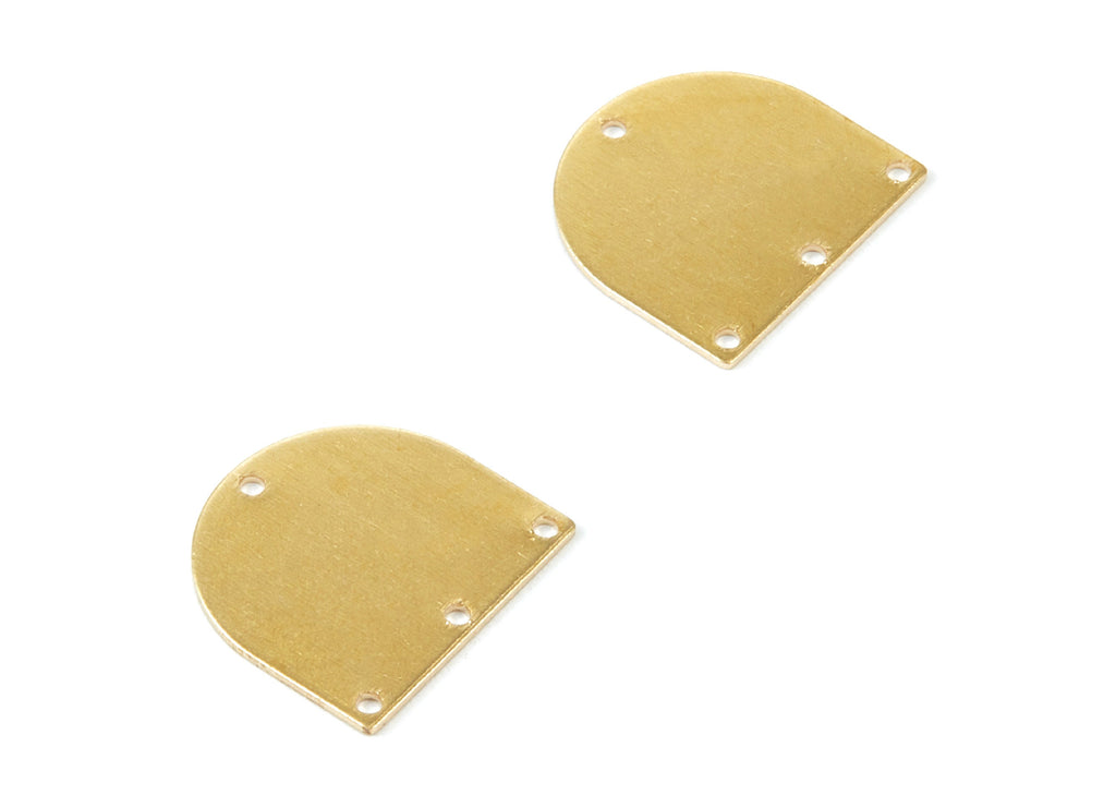 Personalized stamping blank - Brass D Charms - D Shaped Raw Brass Connector With 4 Holes - Jewelry Supplies - 16.9x16.15x0.65mm - PP1767 - DOMEDBAZAAR