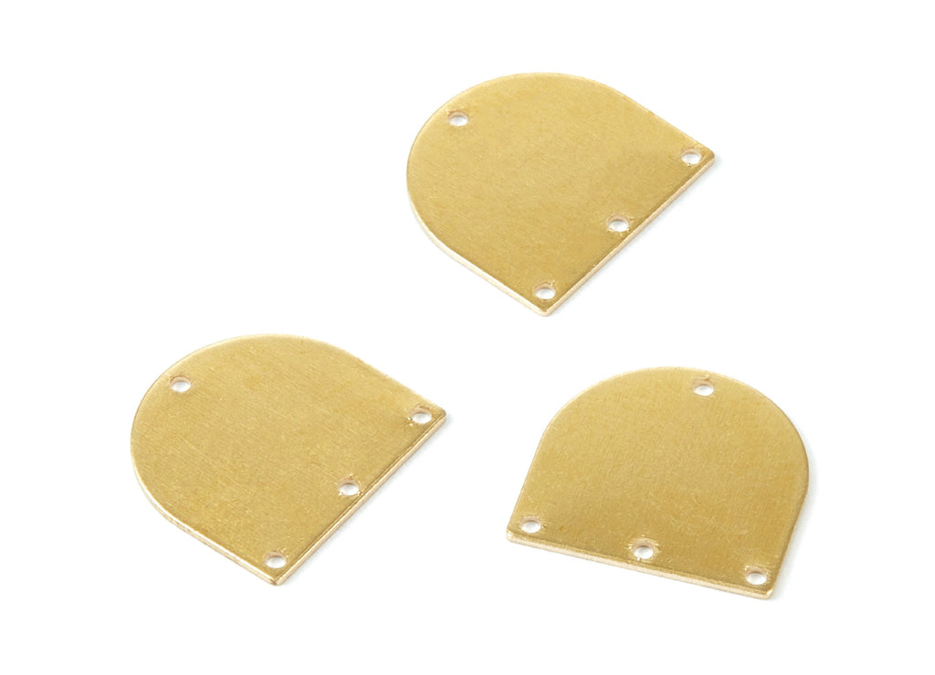 Personalized stamping blank - Brass D Charms - D Shaped Raw Brass Connector With 4 Holes - Jewelry Supplies - 16.9x16.15x0.65mm - PP1767 - DOMEDBAZAAR