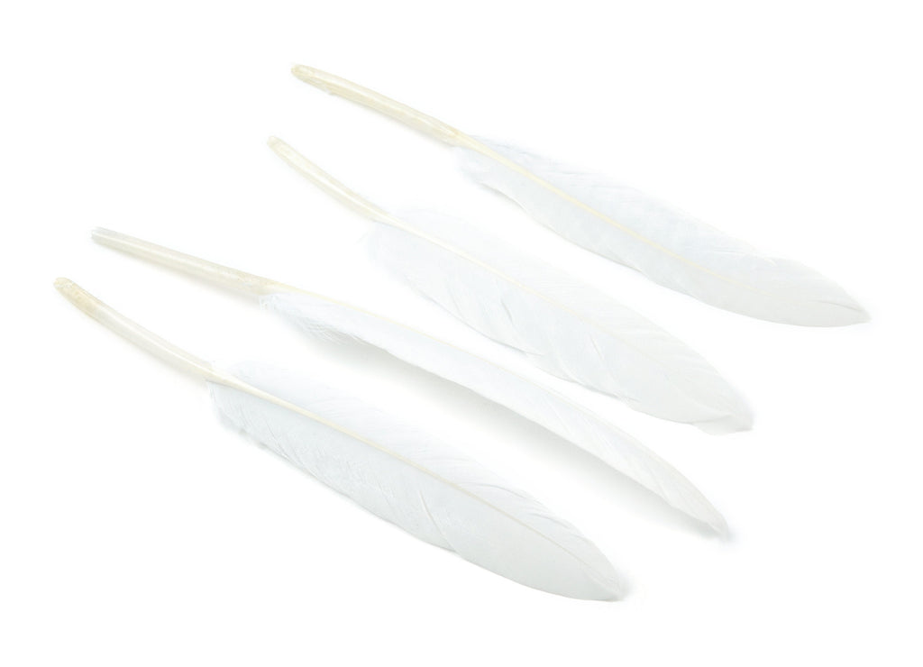 Goose Feather - White Plumage - (12-15cm) - Real Feathers for Jewelry, Costumes, Millinery, Decoration, Crafts - 100 Pieces - FF1013W - DOMEDBAZAAR