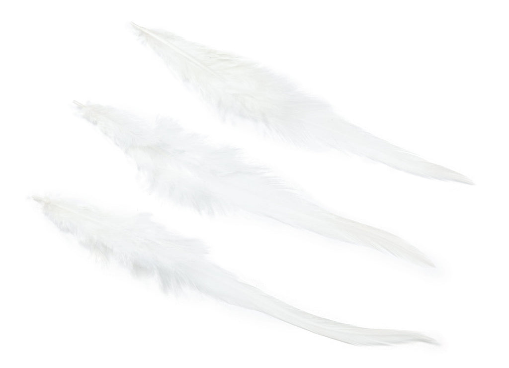Cock Feather - White Feather - (12-15 cm) - Real Feathers for Jewelry, Costumes, Millinery, Crafts - 50 Pieces - FF1005W - DOMEDBAZAAR