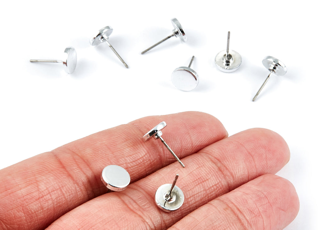 Round Stud - Zinc Alloy Bar Stud - Silver Tone plated - Stainless Steel Stud - Ear Studs - 13,94x8x1,57mm - ZZ1194S - DOMEDBAZAAR