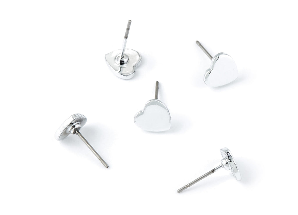 Heart Earring Stud - Zinc Alloy Stud - Silver Tone plated - Stainless Steel Stud - Ear Studs - 13,24x7,8x1,46mm - ZZ1195S - DOMEDBAZAAR