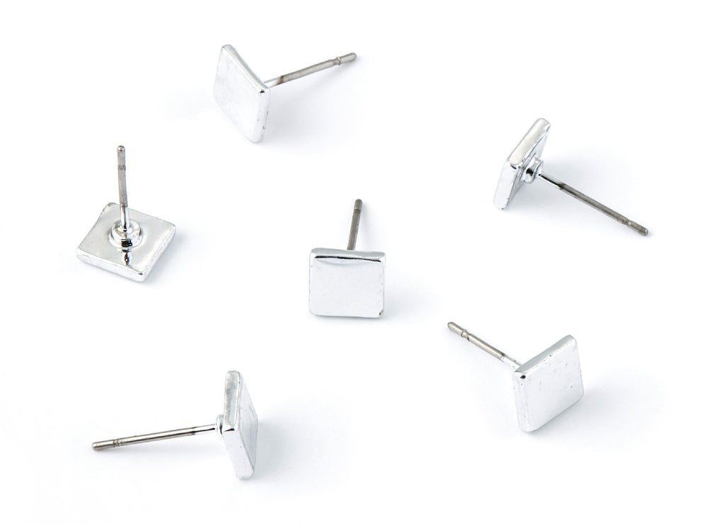 Square Earring Stud - Zinc Alloy Stud - Silver Tone plated - Stainless Steel Stud - Ear Studs - 13,22x6,45x1,4mm- ZZ1192S - DOMEDBAZAAR
