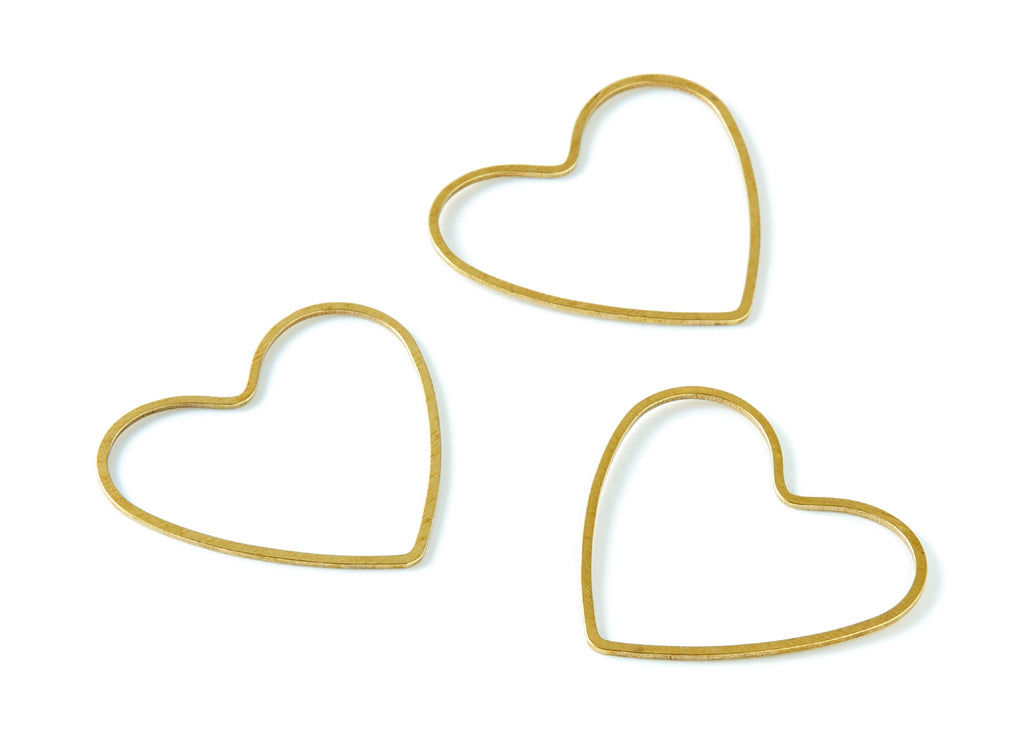 Brass Heart Charms - Heart Shaped Raw Brass Connector - Jewelry Supplies - 27,95x31,5x0,63mm - PP1384 - DOMEDBAZAAR