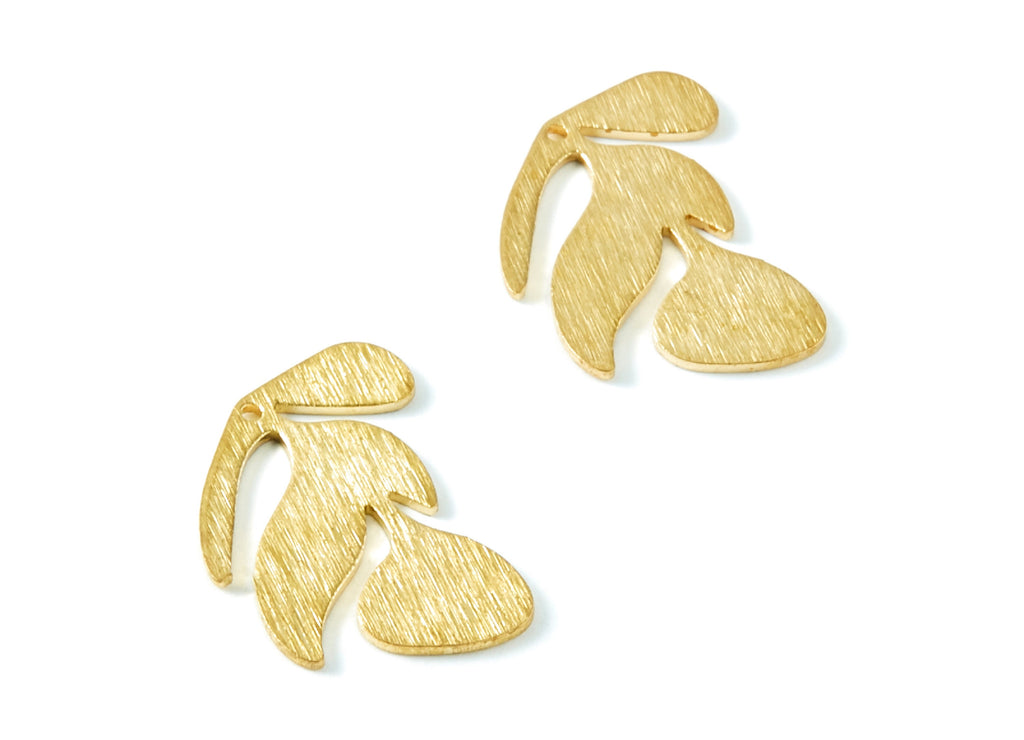 Brass Leaf Charms - Leaf Shaped Raw Brass Pendant - Jewelry Supplies - 21x14,88x0,82mm - PP1405 - DOMEDBAZAAR