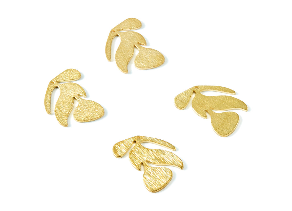Brass Leaf Charms - Leaf Shaped Raw Brass Pendant - Jewelry Supplies - 21x14,88x0,82mm - PP1405 - DOMEDBAZAAR