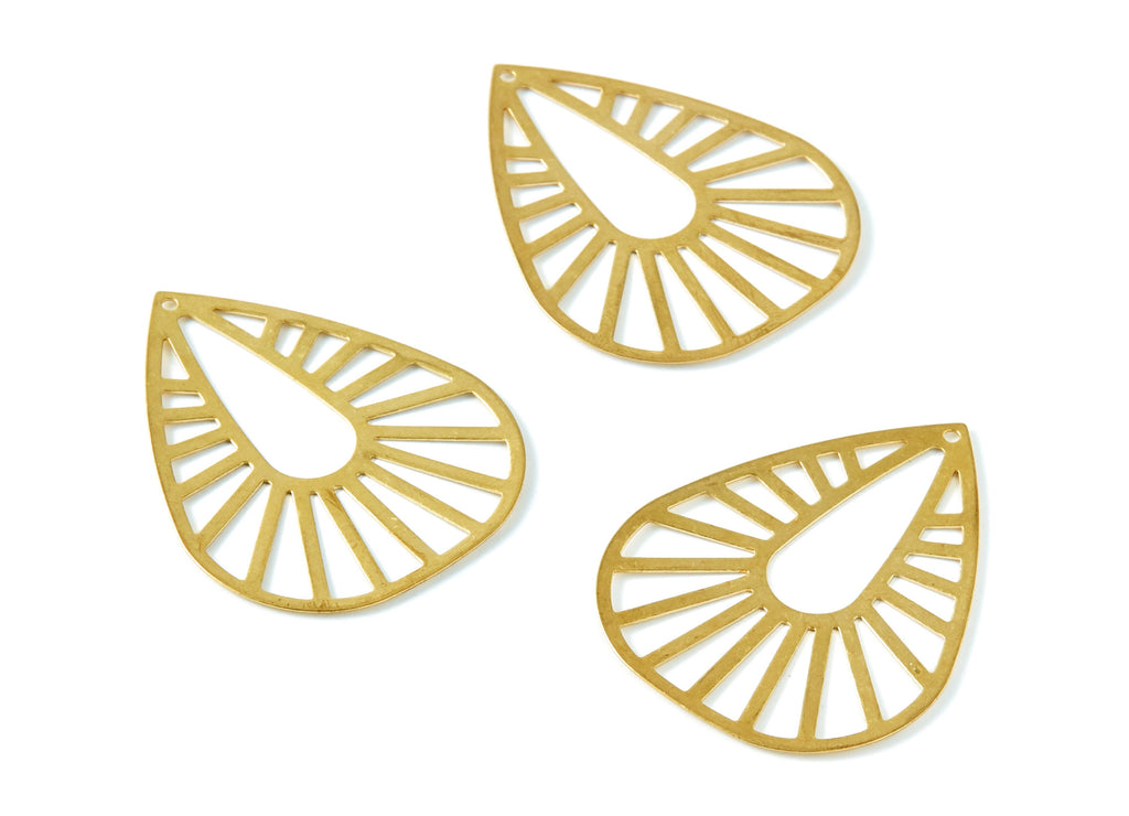 Brass Drop Charms - Drop Shaped Raw Brass Pendant - Jewelry Supplies - 42x33,3x0,43mm - PP1413 - DOMEDBAZAAR