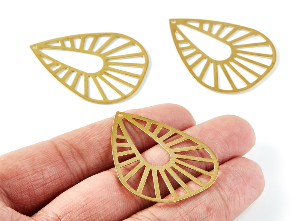 Brass Drop Charms - Drop Shaped Raw Brass Pendant - Jewelry Supplies - 42x33,3x0,43mm - PP1413 - DOMEDBAZAAR
