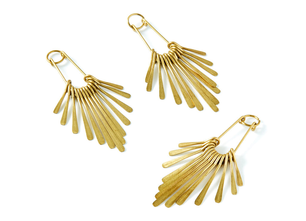 Brass Fringed Charms - Raw Brass Hammered Fringed Trim Charms - Earring Findings - Jewelry Supplies - 53,5x24x4,4mm - PP1399 - DOMEDBAZAAR
