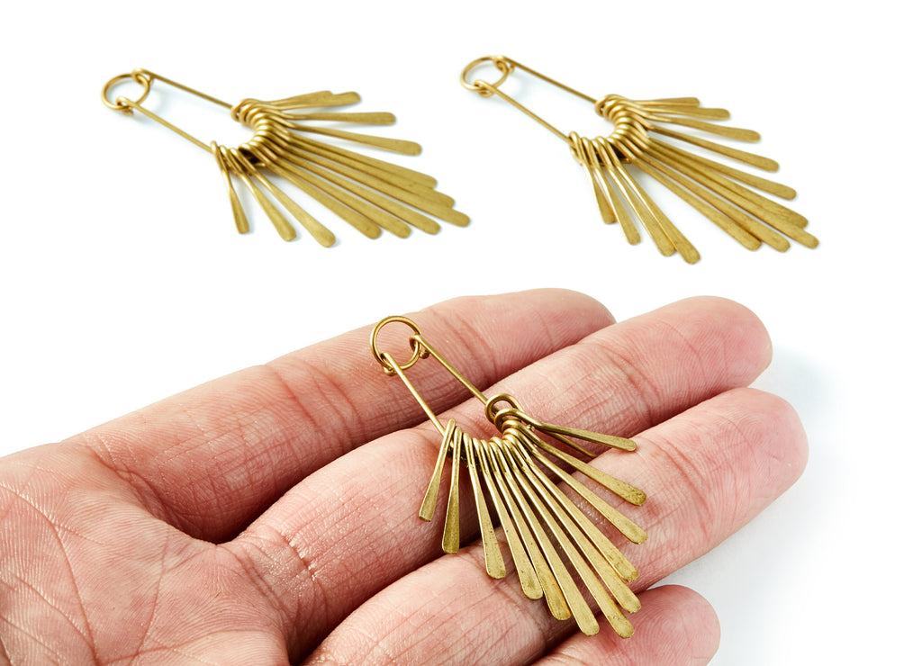 Brass Fringed Charms - Raw Brass Hammered Fringed Trim Charms - Earring Findings - Jewelry Supplies - 53,5x24x4,4mm - PP1399 - DOMEDBAZAAR