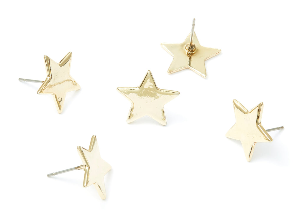 Star Earring Stud - Zinc Alloy Stud - Gold Tone plated - Stainless Steel Stud - Ear Studs - 13,66x14,66x1,35mm - ZZ1190G - DOMEDBAZAAR
