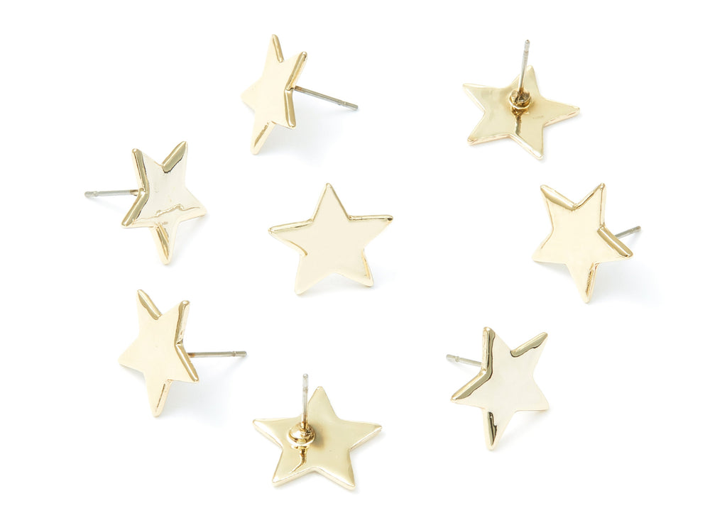 Star Earring Stud - Zinc Alloy Stud - Gold Tone plated - Stainless Steel Stud - Ear Studs - 13,66x14,66x1,35mm - ZZ1190G - DOMEDBAZAAR