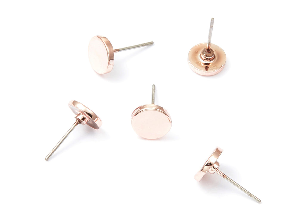 Round Stud - Zinc Alloy Bar Stud - Rose Tone plated - Stainless Steel Stud - Ear Studs - 13,94x8x1,57mm - ZZ1194R - DOMEDBAZAAR