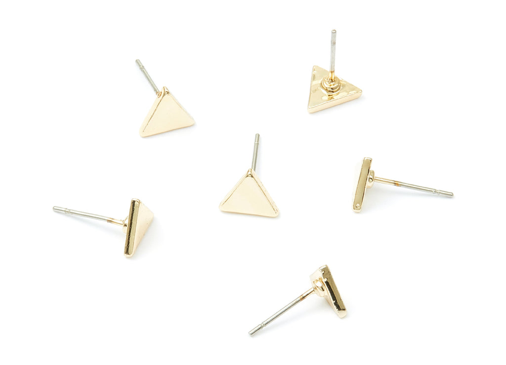 Triangle Earring Stud - Zinc Alloy Stud - Gold Tone plated - Stainless Steel Stud - Ear Studs - 13,7x7,05x1,55mm - ZZ1193G - DOMEDBAZAAR