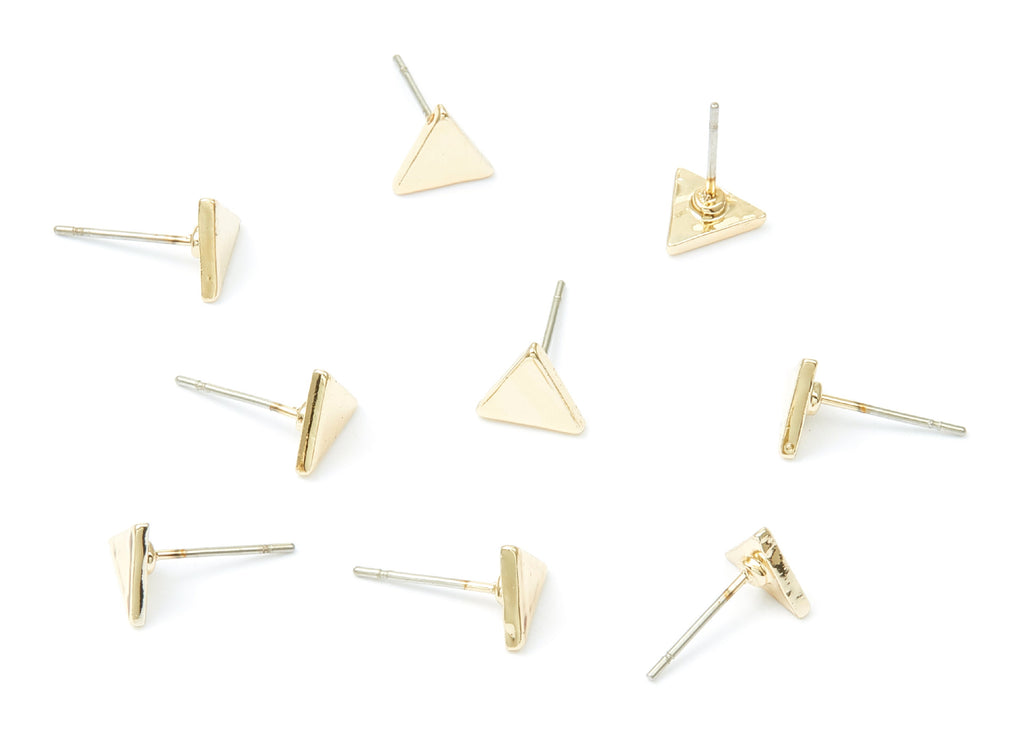 Triangle Earring Stud - Zinc Alloy Stud - Gold Tone plated - Stainless Steel Stud - Ear Studs - 13,7x7,05x1,55mm - ZZ1193G - DOMEDBAZAAR