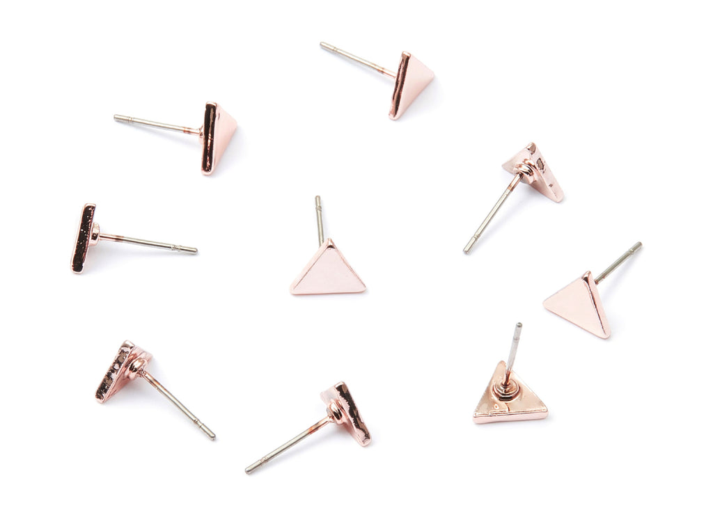 Triangle Earring Stud - Zinc Alloy Stud - Rose Tone plated - Stainless Steel Stud - Ear Studs - 13,7x7,05x1,55mm - ZZ1193R - DOMEDBAZAAR