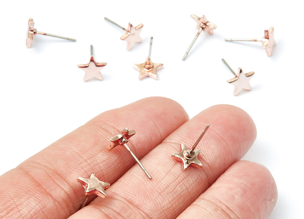 Star Earring Stud - Zinc Alloy Stud - Rose Tone plated - Stainless Steel Stud - Ear Studs - 2,63x7,82x1,25mm - ZZ1191R - DOMEDBAZAAR
