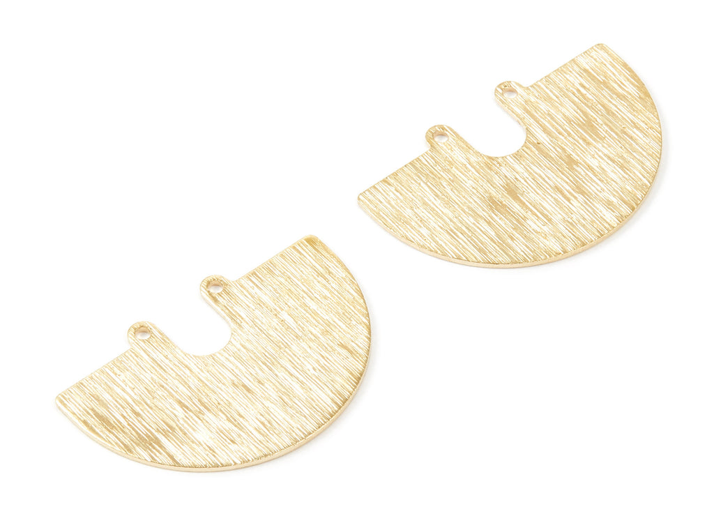 Brass Geometric Charms - Textured U Shaped Raw Brass Connector with 2 Holes - Jewelry Supplies - 33,11x22x0,85mm - PP1941 - DOMEDBAZAAR