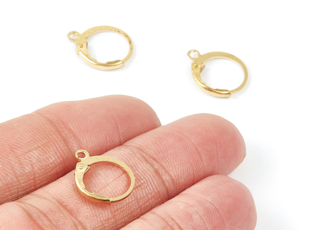 Brass Leverback Earring Clasp - Raw Brass Plain Leverback - Earring Findings - Jewelry Supplies - 14,8x12,37x1,88mm - PP1547 - DOMEDBAZAAR