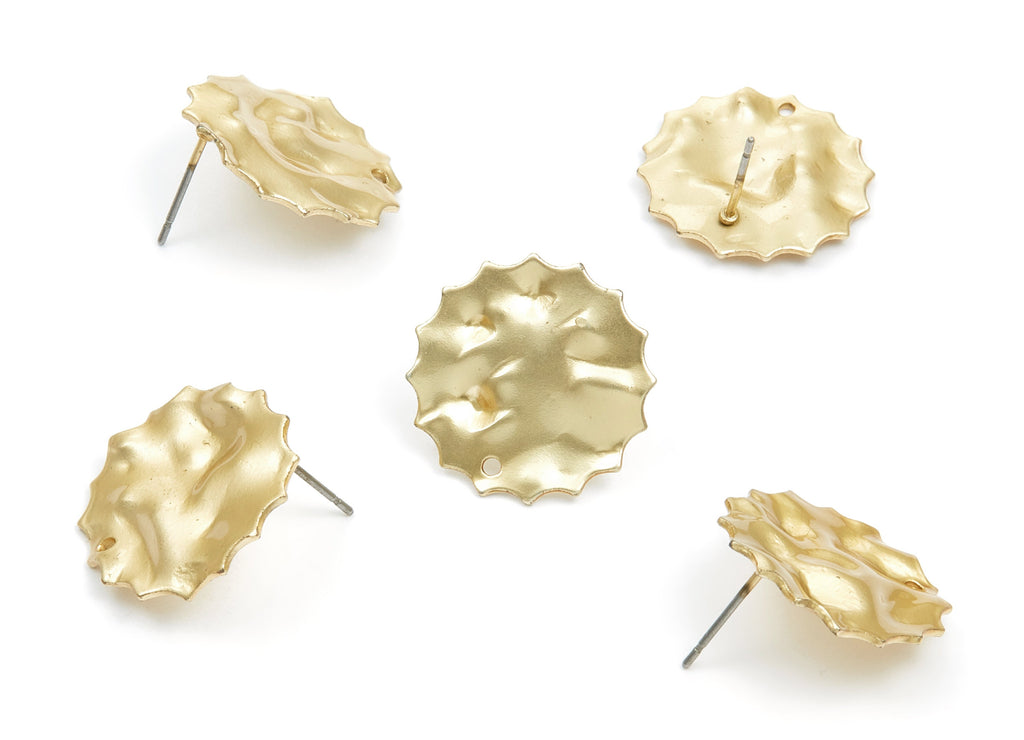 Iron Earring Stud - Gold Tone Plated - Round shaped Earring Post - Earring findings - Jewelry Supplies - 21,68x21,68x1,05mm - ZZ1316 - DOMEDBAZAAR