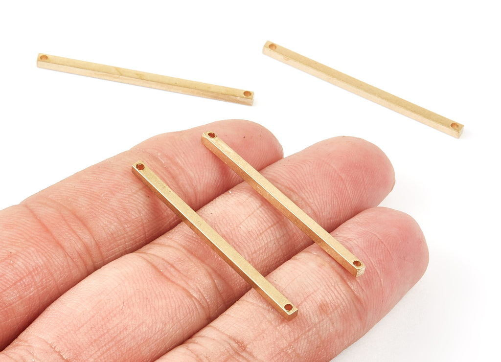 Brass Necklace Bar Charms - 2X40 - Raw Brass Pendant With 2 Holes - Earring Findings - Jewelry Supplies - 40.4x1.97x1.97mm - PP1476 - DOMEDBAZAAR