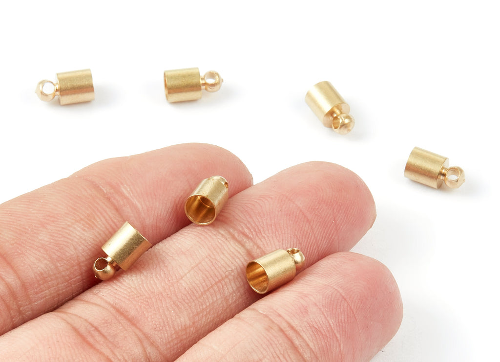 Brass Tassel End Caps - Raw Brass Barrel End - Cord End Caps - 5*9 - Jewelry Supplies -8.87x4.95x0.25mm - PP1481 - DOMEDBAZAAR