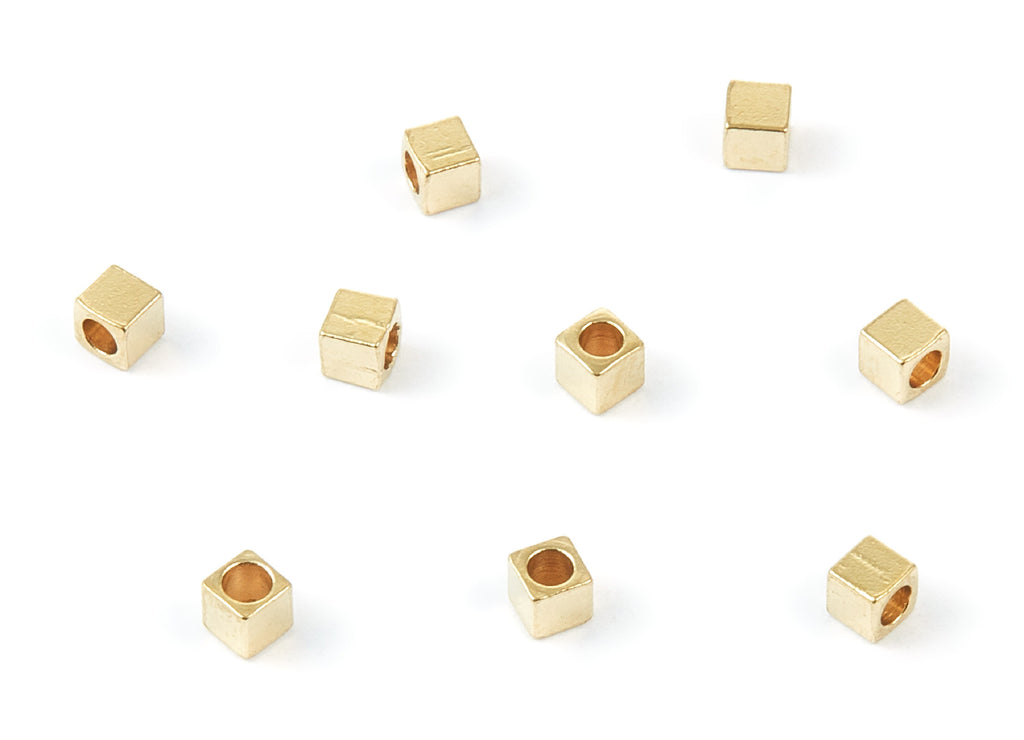 Brass Square Beads - 3X3 - Raw Brass Square Cube Beads - Jewelry Supplies - 3x3x2.99mm - PP1449 - DOMEDBAZAAR