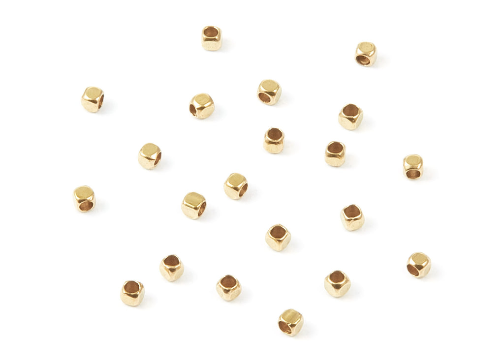 Brass Square Beads - 2x2 - Raw Brass Square Cube Beads - Jewelry Supplies - 2x2x2mm - PP1457 - DOMEDBAZAAR