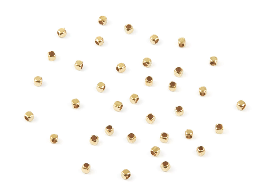 Brass Square Beads - 2x2 - Raw Brass Square Cube Beads - Jewelry Supplies - 2x2x2mm - PP1457 - DOMEDBAZAAR