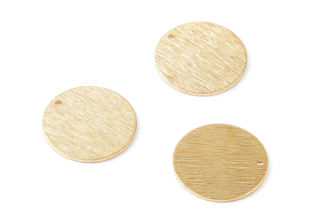 Brass Round Charms - Round Textured Raw Brass Pendant With 1 Hole - Earring Findings - Jewelry Supplies - 21x21x1mm - PP1887 - DOMEDBAZAAR