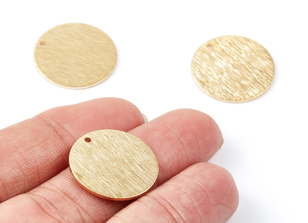 Brass Round Charms - Round Textured Raw Brass Pendant With 1 Hole - Earring Findings - Jewelry Supplies - 21x21x1mm - PP1887 - DOMEDBAZAAR