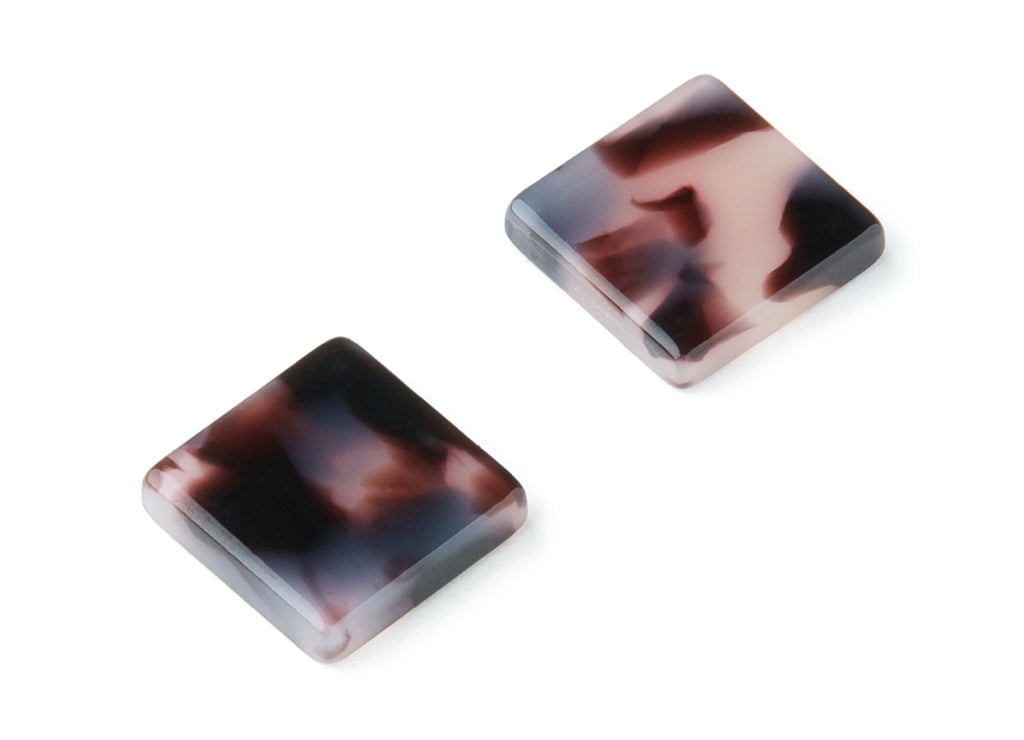 Acetate Acrylic Earring Charms - Blonde Acetate Tortoise Shell Pendants - Square Earrings - Color Code:A06 - 11.74x11.74x2.45mm - AC1420E - DOMEDBAZAAR